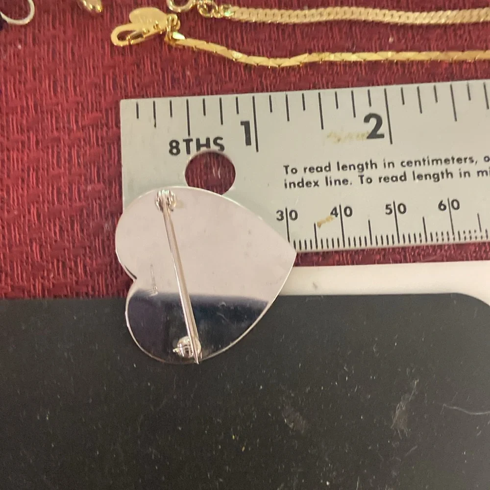 Vintage Sterling silver heart brooch or pin Guc 1.25" - Picture 6 of 7